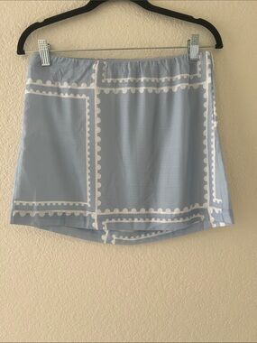 Petal & Pup Women's Size XSLight Blue Patterned Skirt with white trim